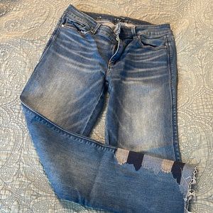 Ankle length embroidered jeans